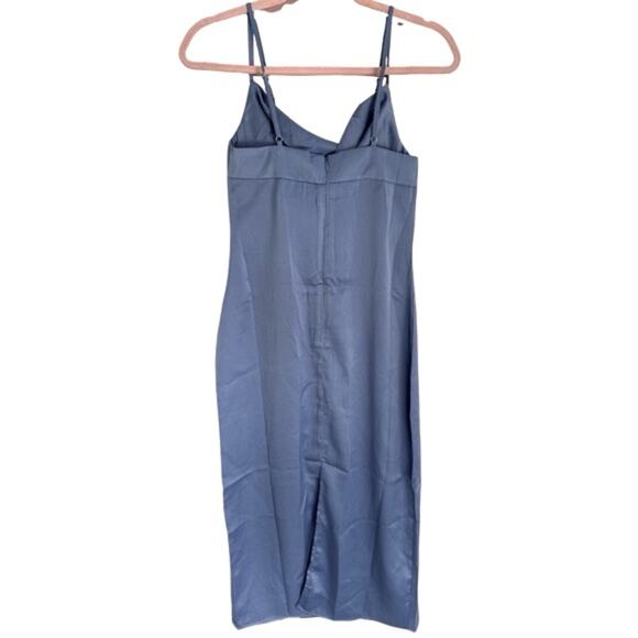 WeWoreWhat Revolve Slate Blue Satin Charmeuse Cowl Neck Midi Dress NWT - Picture 3 of 8